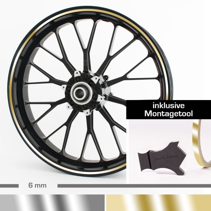 Felgenrandaufkleber Chrom 6mm mit Montagetool Motorrad main product photo