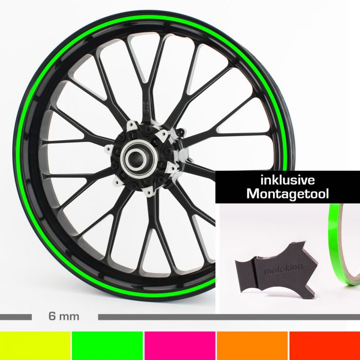 Felgenrandaufkleber Neon 6mm mit Montagetool Motorrad main product photo