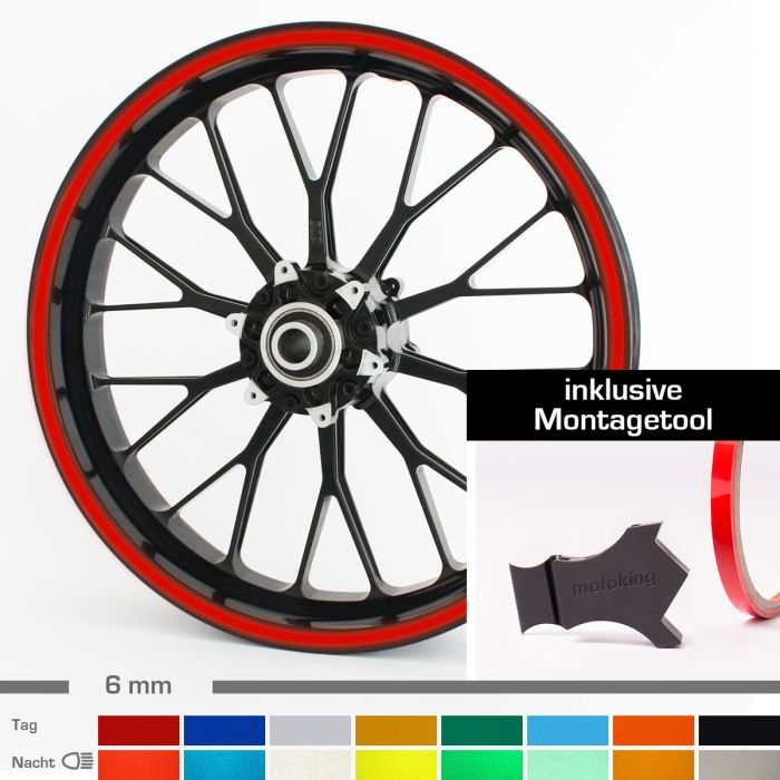 Felgenrandaufkleber reflektierend 6mm mit Montagetool Motorrad main product photo